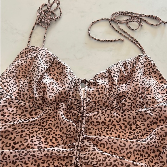 Leopard Print Ruched Mini Dress - Picture 3 of 4